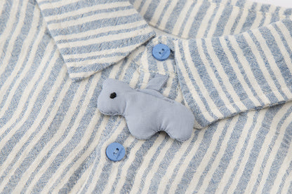 Baby Boys Knit Cardigan-Brown-House Embroidery Sleeves and Denim Pants Set