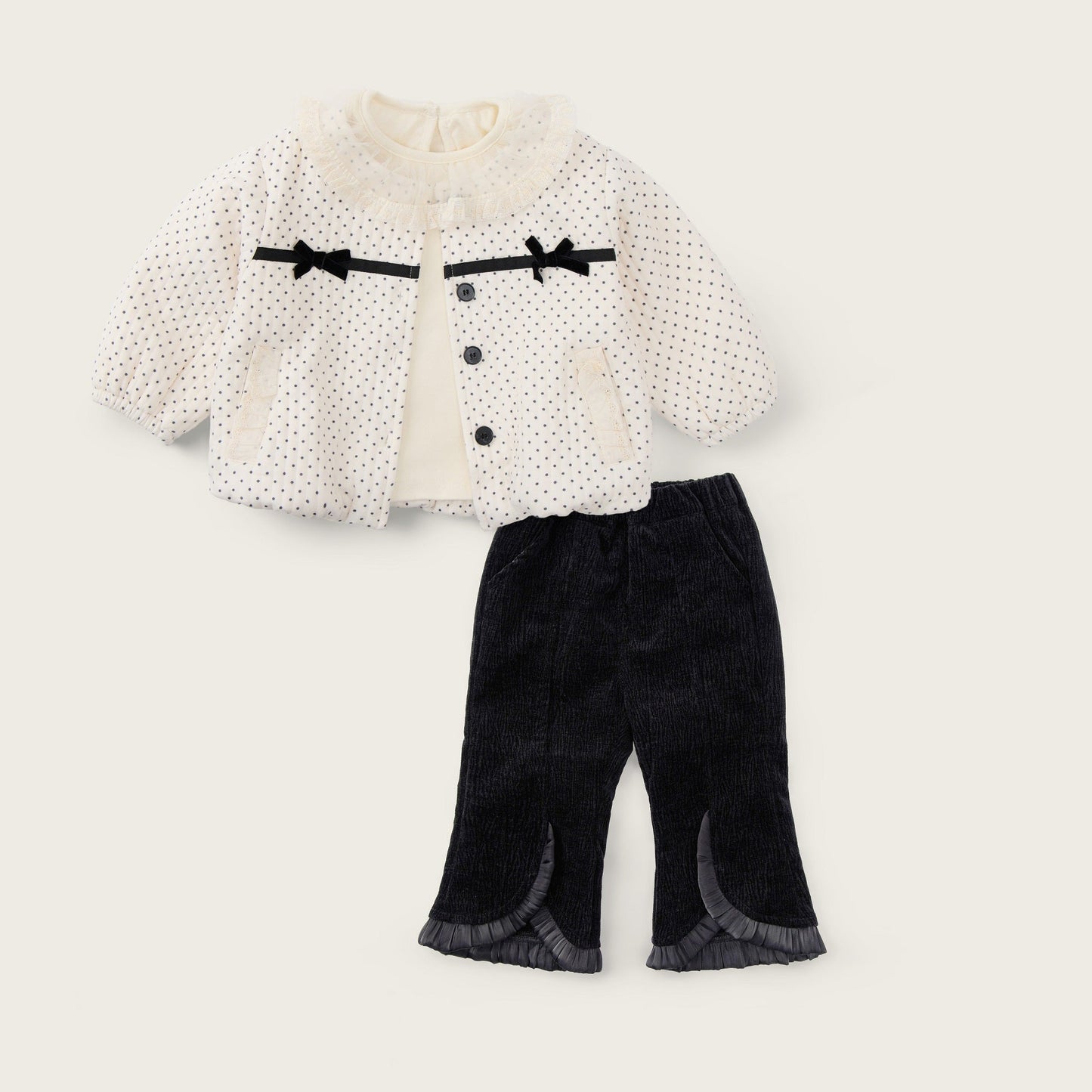baby-girl-corduroy-pants-and-polka-dot-jacket-set-ivory-black