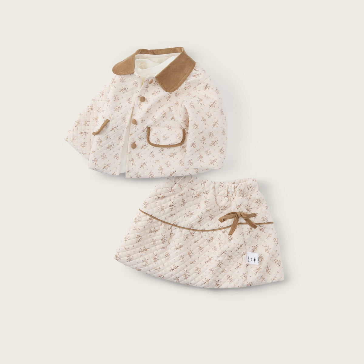 baby-girl-skirt-set-cream-and-brown-floral-quilted-jacket-with-matching-skirt
