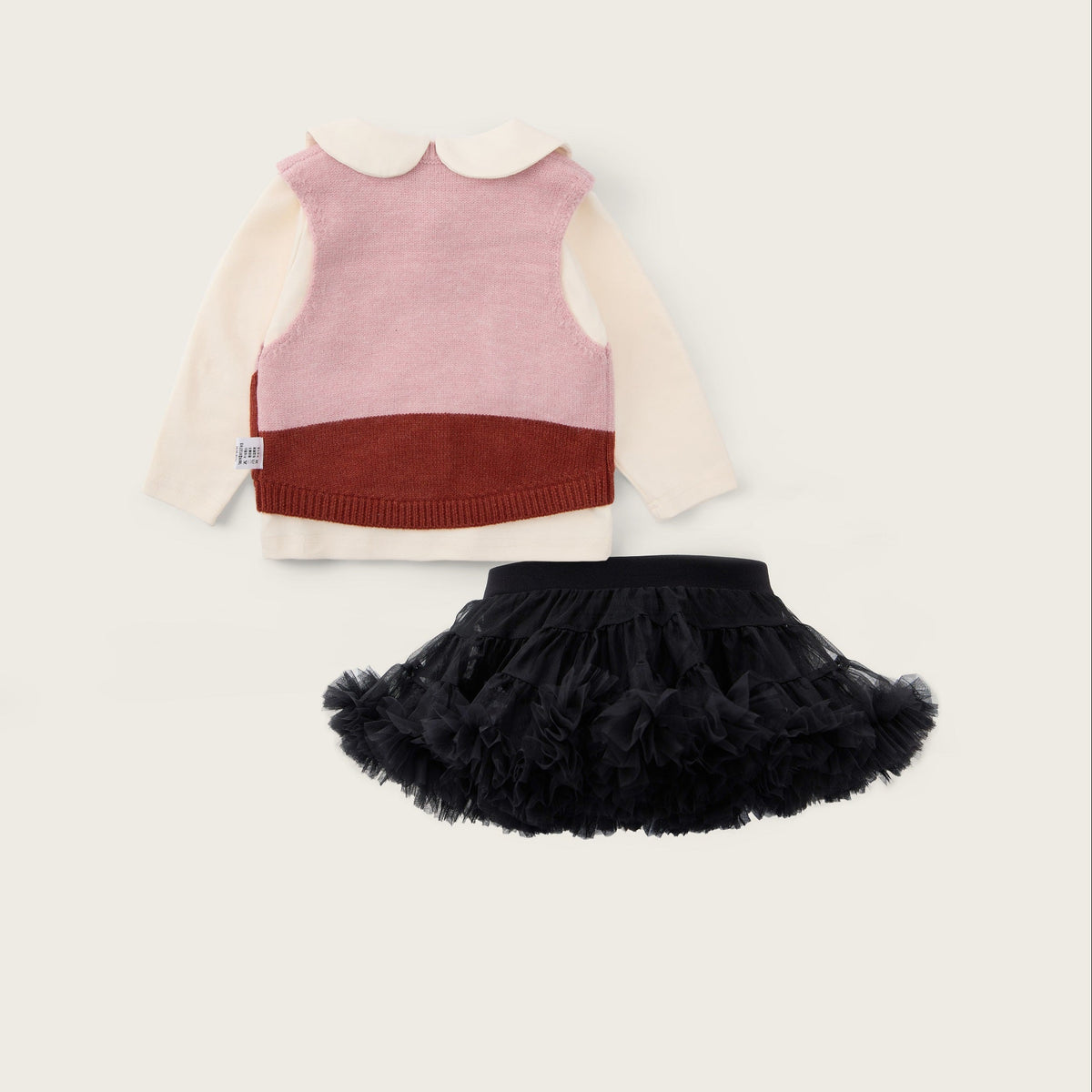 baby-girl-skirt-set-pink-cream-black-bunny-sweater-vest-tutu
