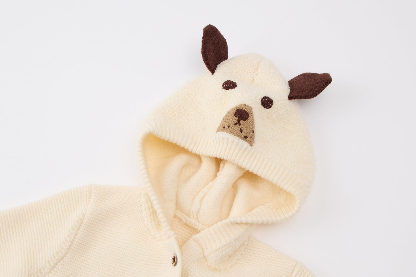Toddler Girls Hooded Cardigan-Beige-Cute Animal Ears and Brown Ruffle Tutu Skirt Set