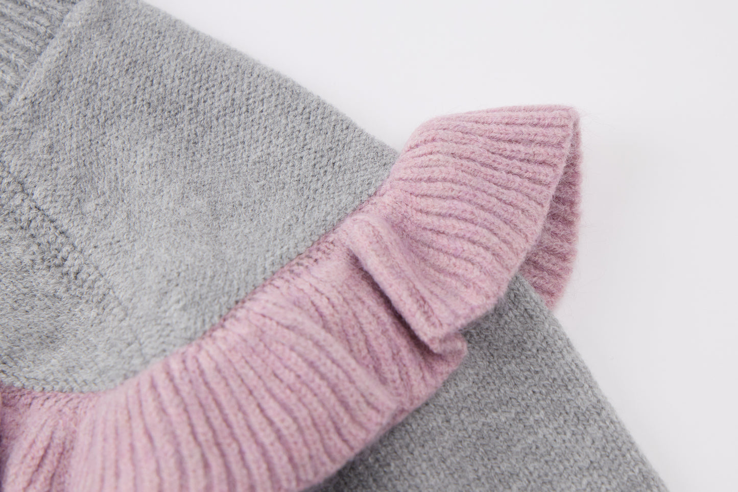 Baby Girls Knit Cardigan-Grey and Pink-Ruffle Trim and Tulle Dress Set
