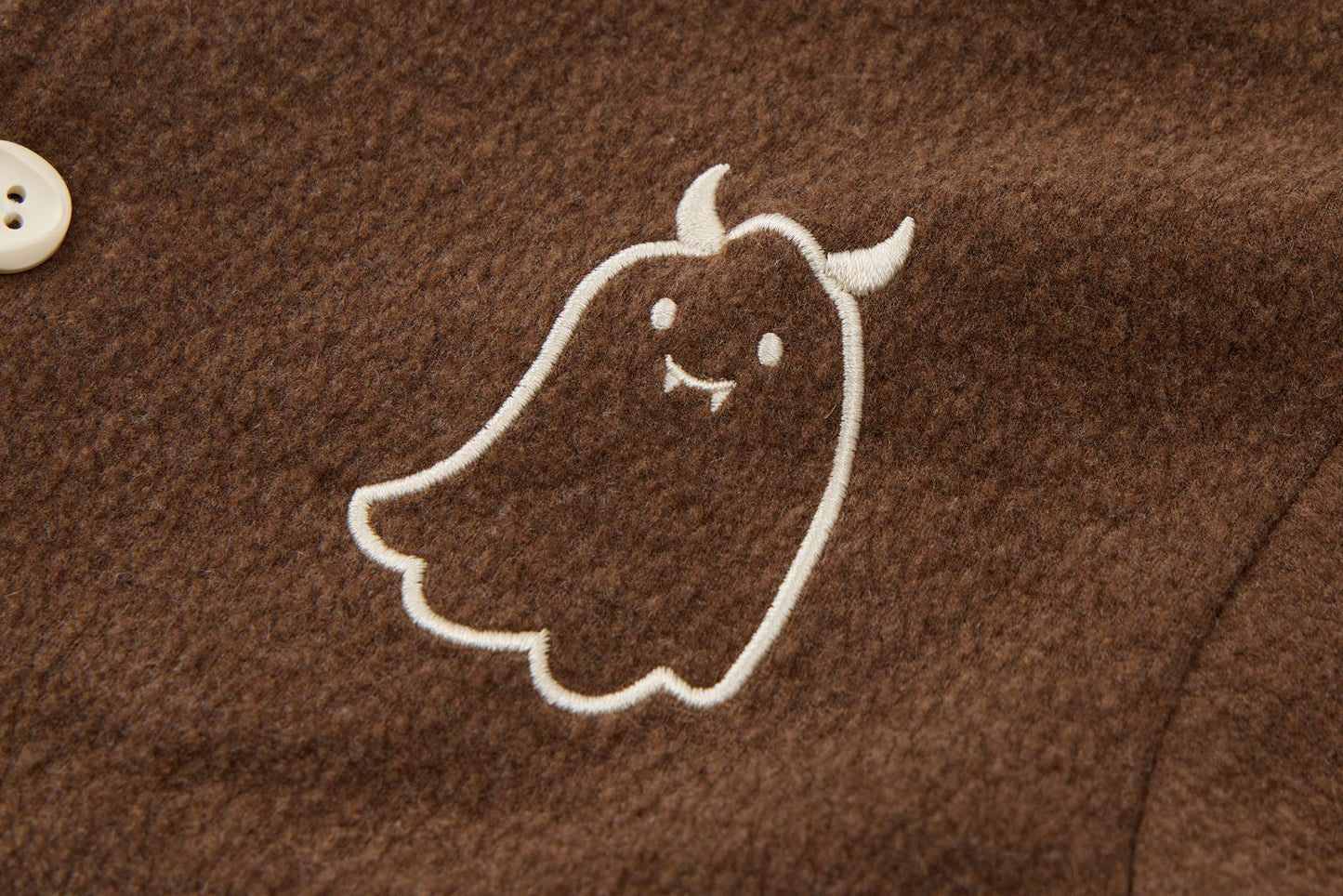 Baby Boys Hooded Cardigan-Brown-Little Ghost Embroidery and Matching Pants Set