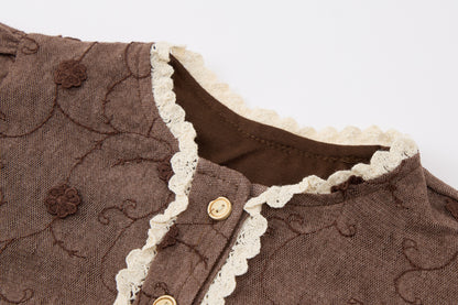 Baby-girl-brown-apricot-floral-jacket-pants-set