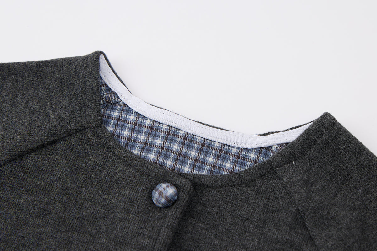 Baby-girl-dark-grey-woolen-jacket-shirt-pleated-skirt-set