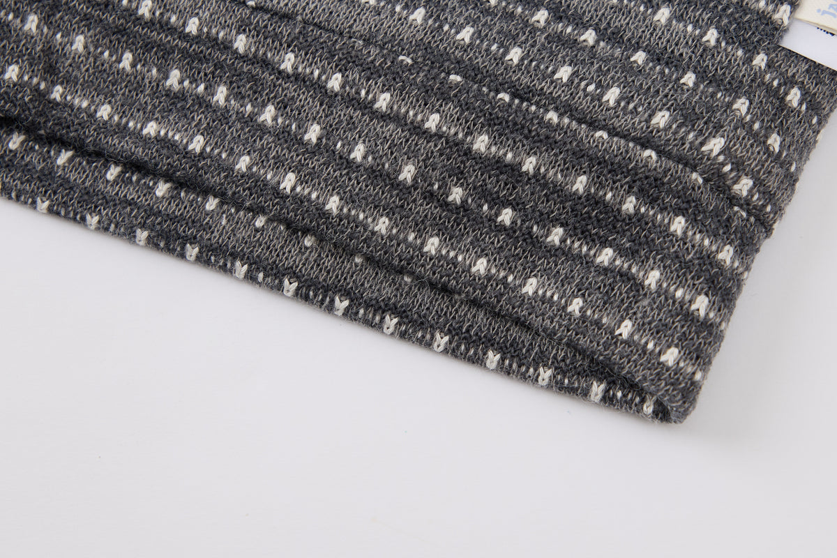 Baby Boys Cardigan Set-Dark Grey-V-Neck Textured Cardigan with Pocket Patches and Matching Pants