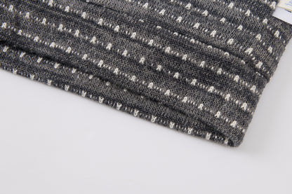 Baby Boys Cardigan Set-Dark Grey-V-Neck Textured Cardigan with Pocket Patches and Matching Pants