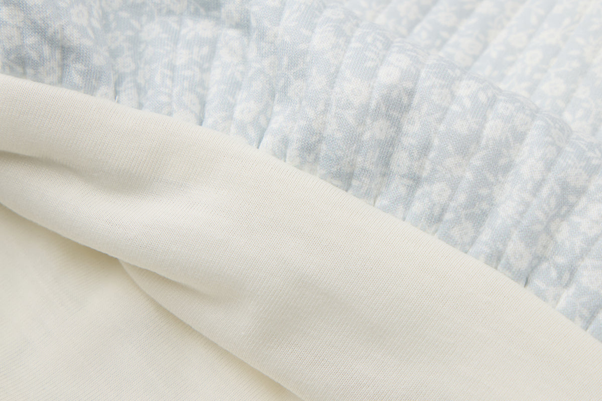 Baby Girls Quilted Cardigan-Light Blue-Peter Pan Collar with Bow Accents and Flared Jeans Set