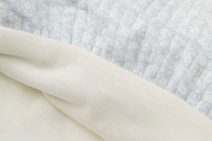 Baby Girls Quilted Cardigan-Light Blue-Peter Pan Collar with Bow Accents and Flared Jeans Set