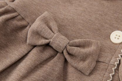 Baby-girls-oatmeal-apricot-jacket-top-flared-pants-set