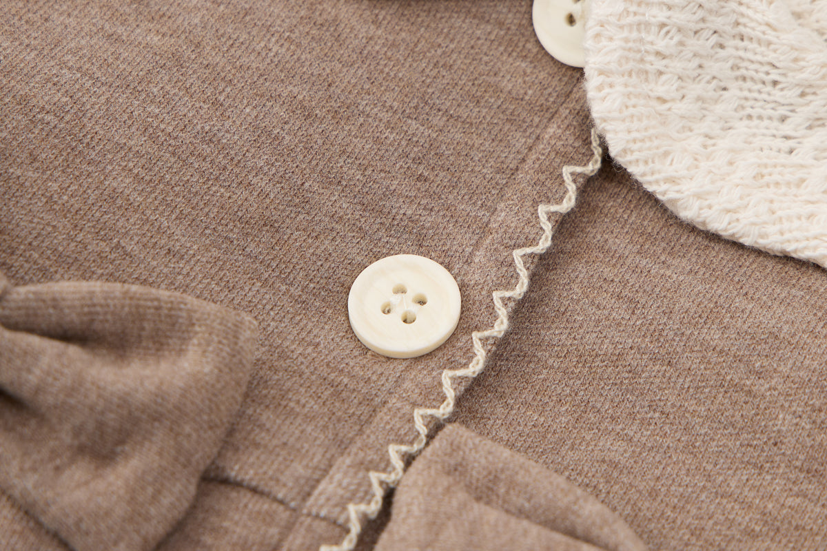 Baby-girls-oatmeal-apricot-jacket-top-flared-pants-set