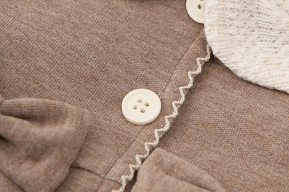 Baby-girls-oatmeal-apricot-jacket-top-flared-pants-set