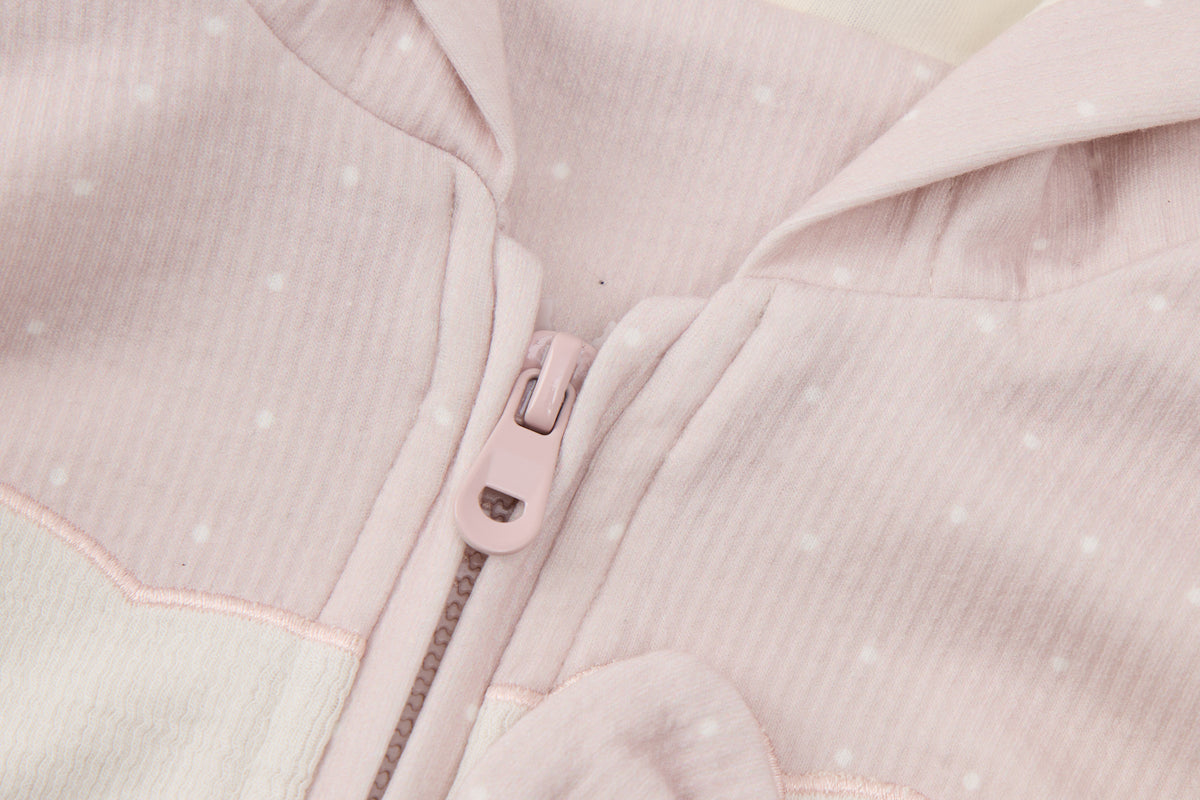 Baby Girls Hooded Sweatshirt-Light Pink-Cat Face Applique with Bow Detail and Matching Pants Set