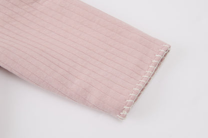 Baby Girls Quilted Cardigan-Pink-Handbag Pocket and Floral Patch Pants Set