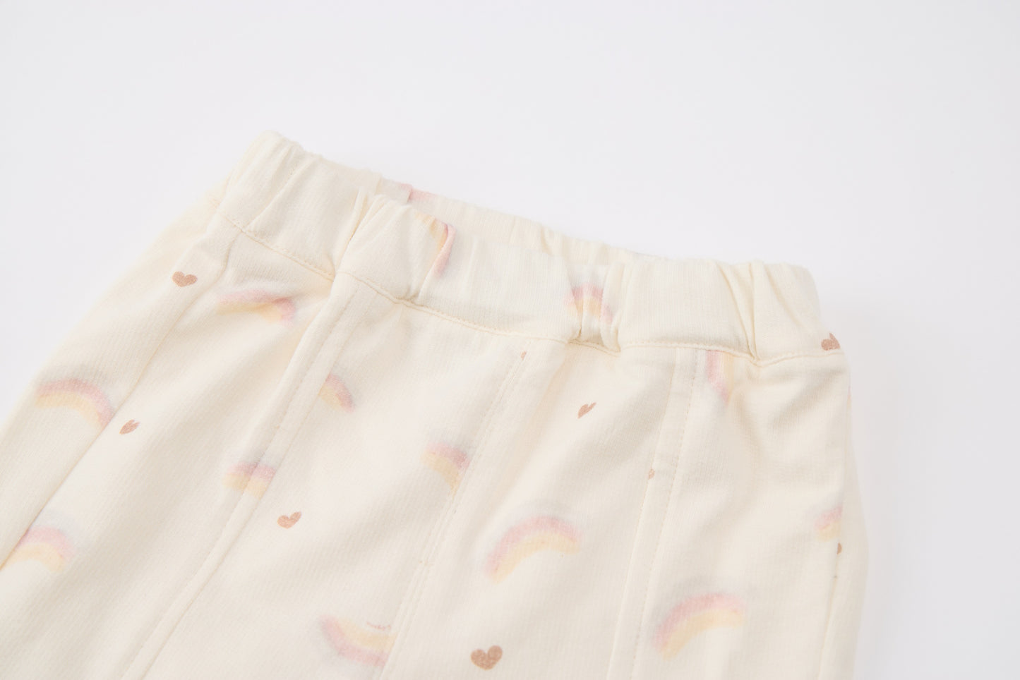 Baby Girls Hooded Sweatshirt-Off White-Rainbow and Star Patch with Pink Ruffle Hem and Pants Set