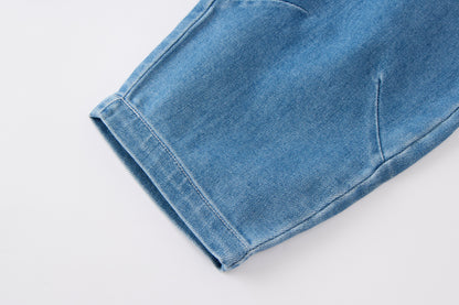 kids-blue-gingham-hooded-jacket-and-denim-pants-set