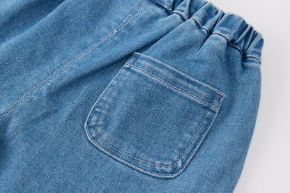 kids-blue-gingham-hooded-jacket-and-denim-pants-set