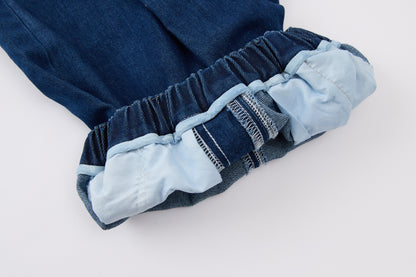 Baby Girls Sweatshirt-Off White-Large Tomato Applique with Ruffle Hem and Blue Jeans Set