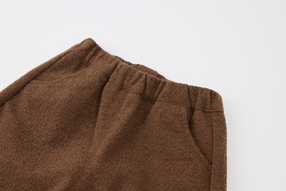 Baby Boys Hooded Cardigan-Brown-Little Ghost Embroidery and Matching Pants Set