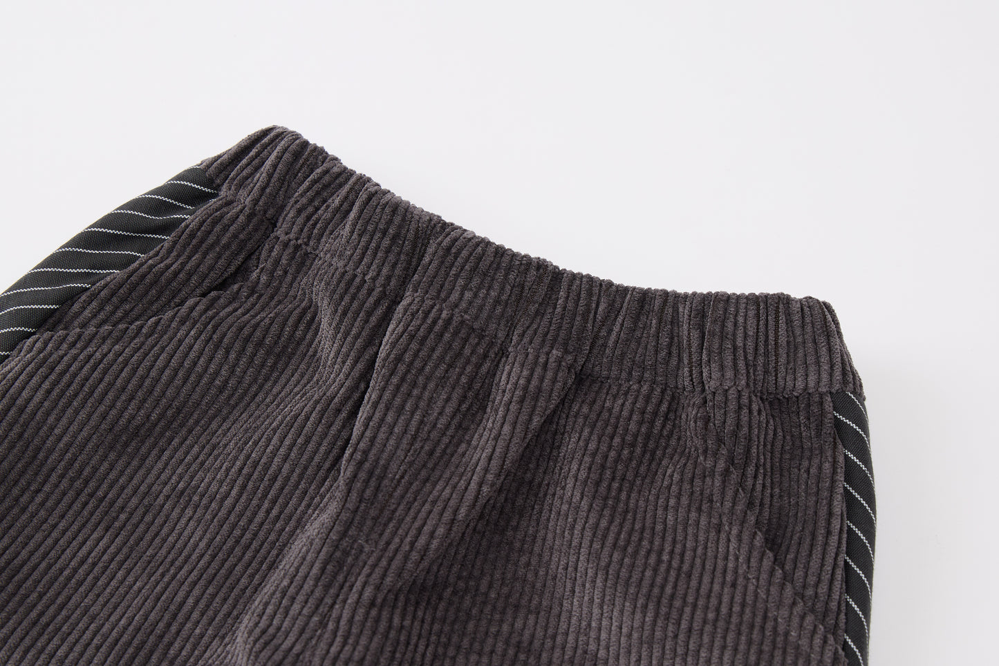 Baby Boys False Two-Piece Sweatshirt-Dark Grey-V-Neck Striped Hem and Matching Pants Set