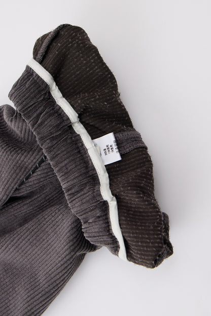 Baby Boys False Two-Piece Sweatshirt-Dark Grey-V-Neck Striped Hem and Matching Pants Set
