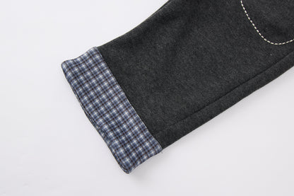 Baby-boy-dark-grey-vest-shirt-plaid-cuff-pants-set