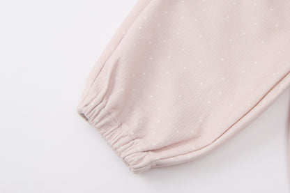 Baby Girls Hooded Sweatshirt-Light Pink-Cat Face Applique with Bow Detail and Matching Pants Set