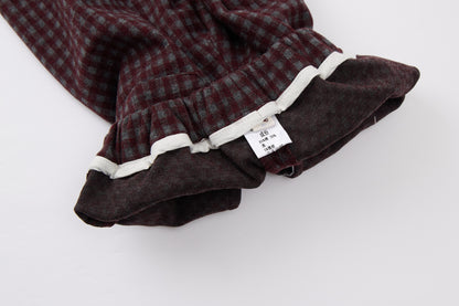 Baby Boys Hooded Vest Set-Burgundy Plaid-Button-Up Vest with Matching Pants and Inner Shirt