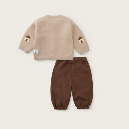 baby-boy-apricot-brown-house-cardigan-shirt-pants-set