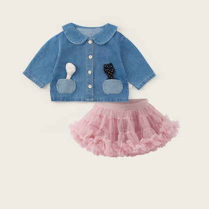 Baby-girls-blue-pink-denim-jacket-tutu-skirt-set