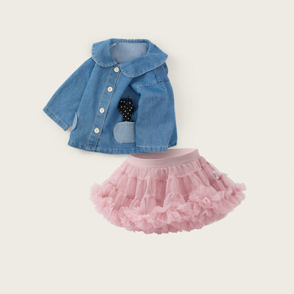 Baby-girls-blue-pink-denim-jacket-tutu-skirt-set