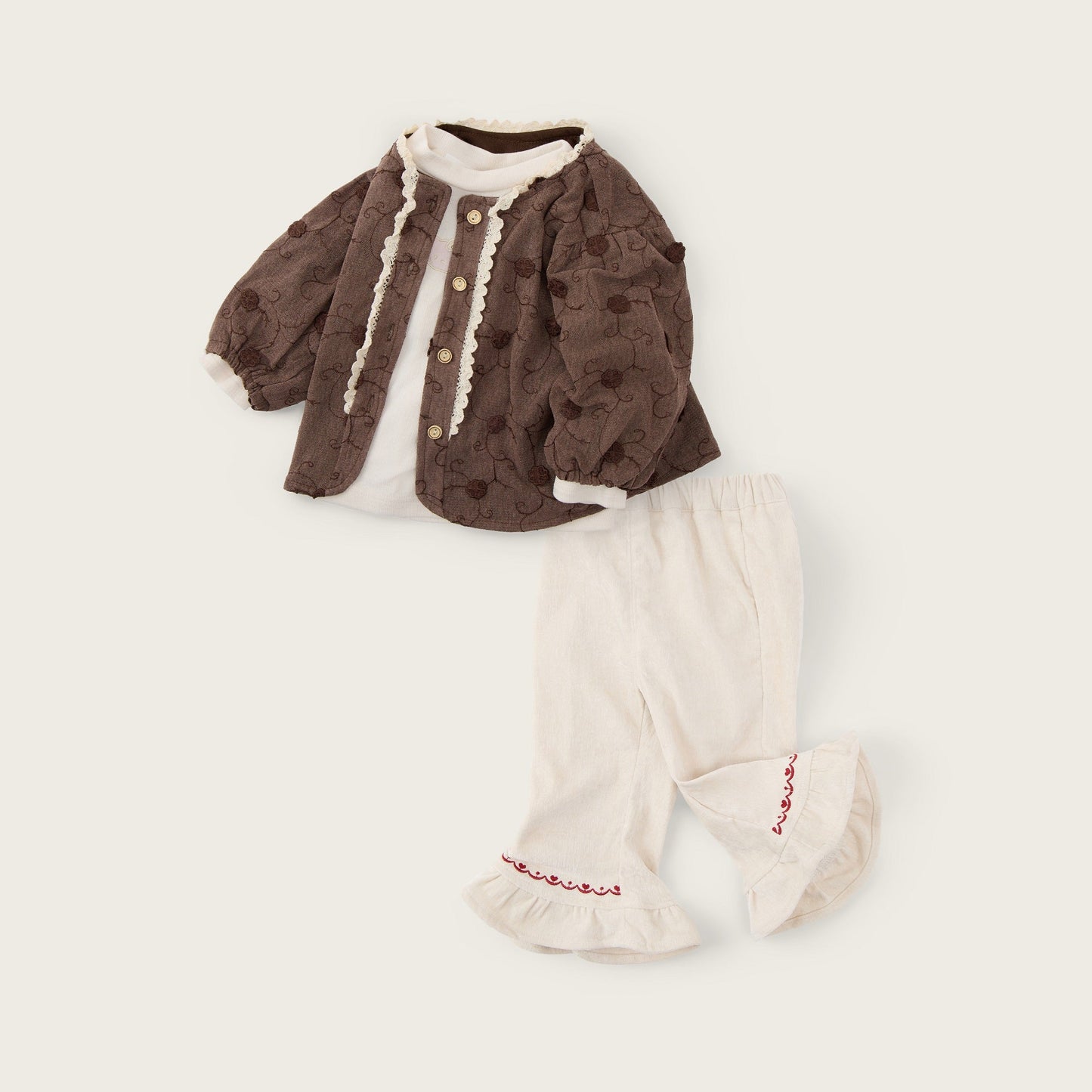 Baby-girl-brown-apricot-floral-jacket-pants-set