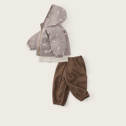 Baby-boy-brown-beige-bear-jacket-shirt-pants-set