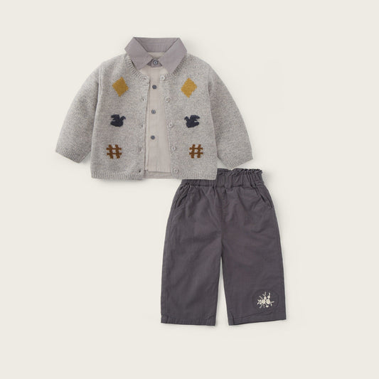 Baby-boy-grey-cardigan-teacup-shirt-embroidered-pants-set