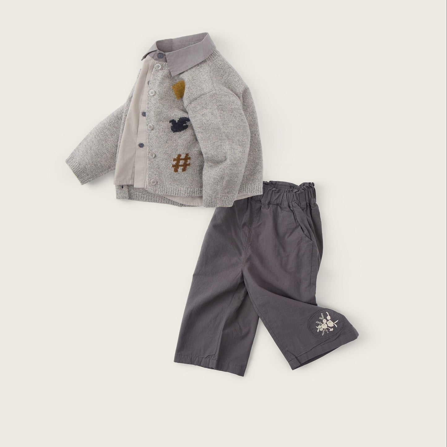 Baby-boy-grey-cardigan-teacup-shirt-embroidered-pants-set