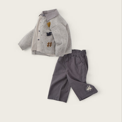 Baby-boy-grey-cardigan-teacup-shirt-embroidered-pants-set