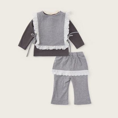 Baby-girl-grey-layered-lace-top-flare-pants-set
