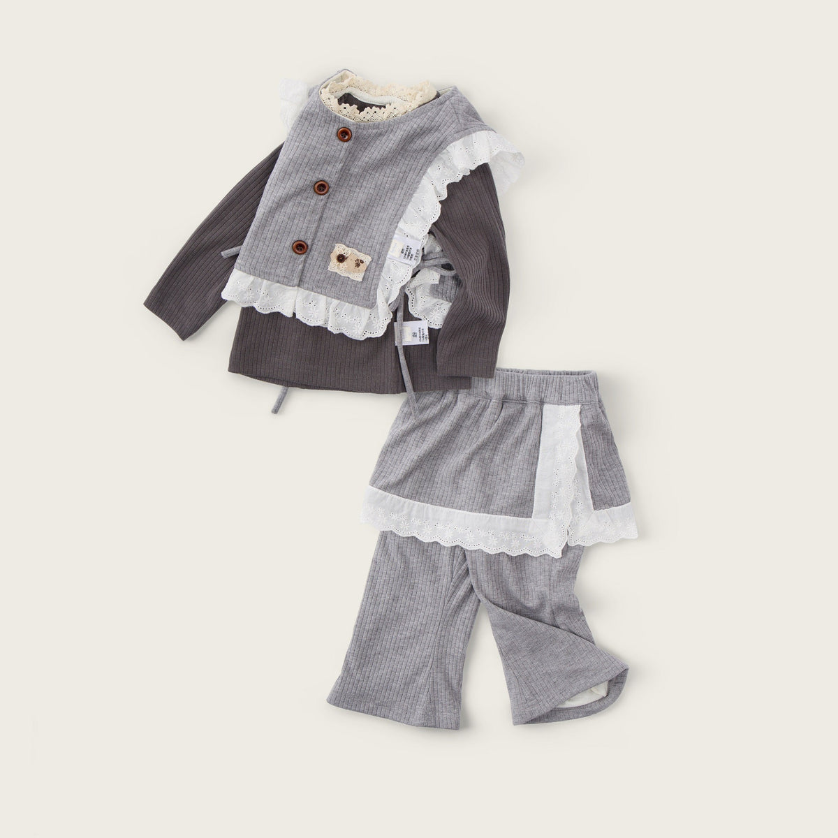 Baby-girl-grey-layered-lace-top-flare-pants-set