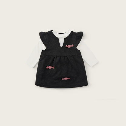 Baby-girl-grey-white-candy-top-embroidered-shirt-set