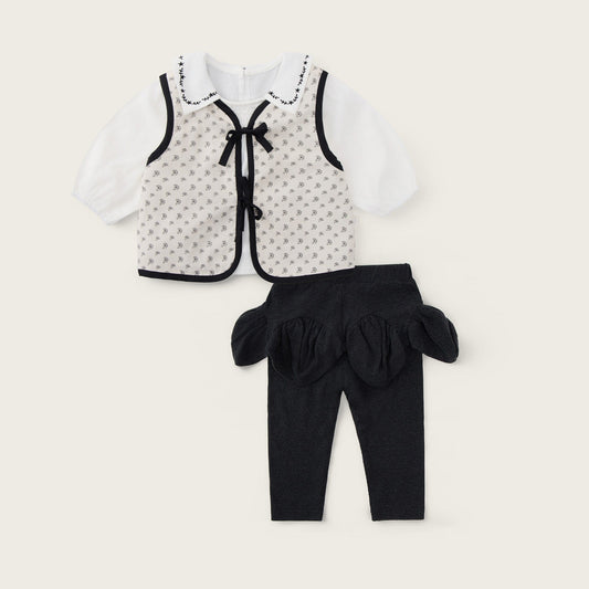 Baby-girl-grey-white-floral-vest-embroidered-top-pants-set