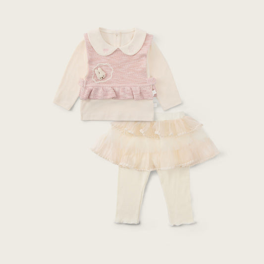 Baby-girl-pink-apricot-bunny-vest-embroidered-shirt-tutu-pants-set