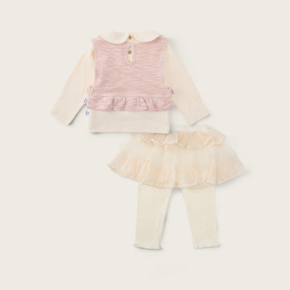 Baby-girl-pink-apricot-bunny-vest-embroidered-shirt-tutu-pants-set