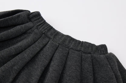 Baby-girl-dark-grey-woolen-jacket-shirt-pleated-skirt-set