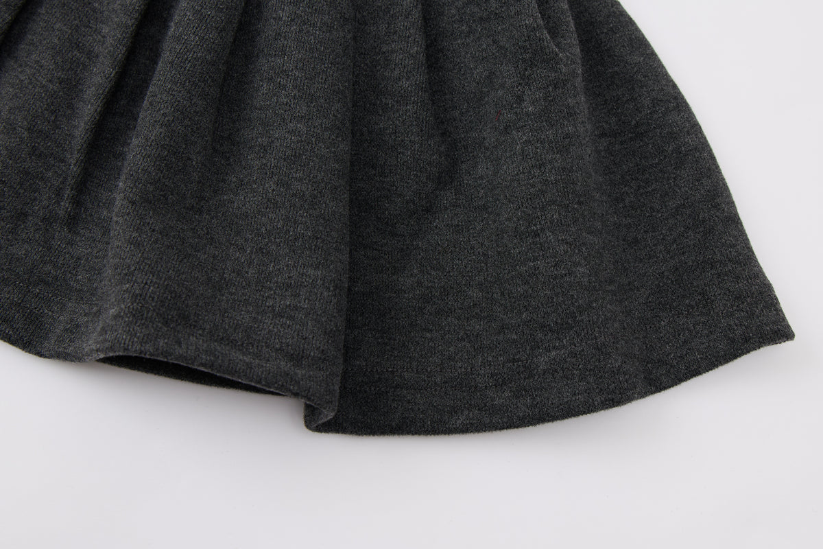 Baby-girl-dark-grey-woolen-jacket-shirt-pleated-skirt-set