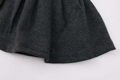 Baby-girl-dark-grey-woolen-jacket-shirt-pleated-skirt-set