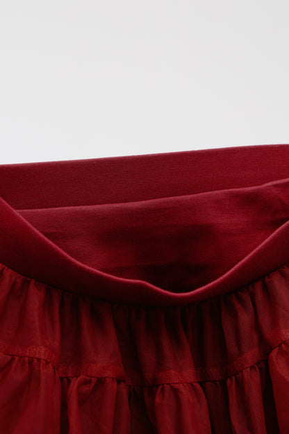 Baby Girls Knit Cardigan-Off White-Strawberry Embroidery and Burgundy Tulle Tutu Skirt Set