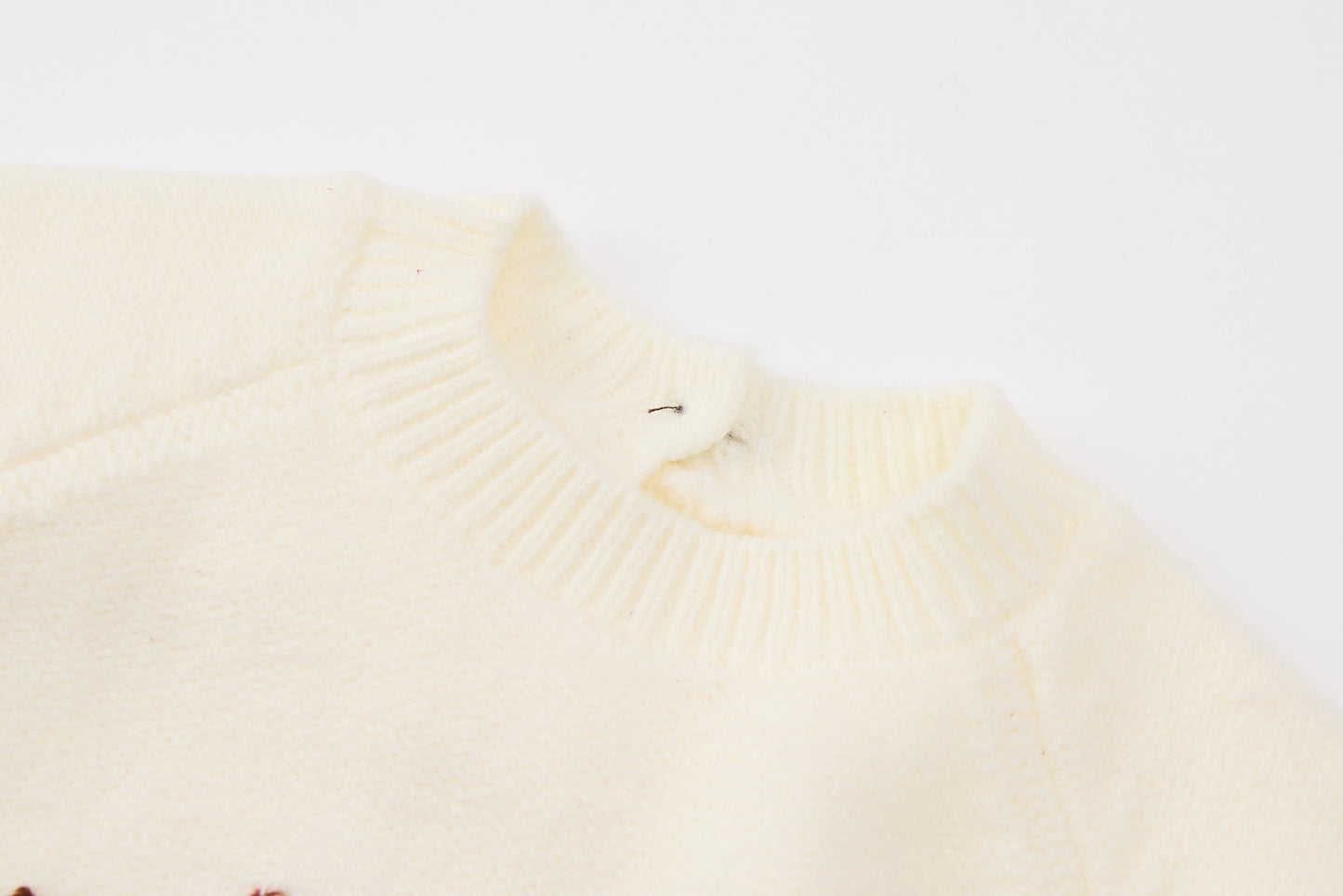 Baby Girls Knit Sweater-Off White-Brown Poodle Embroidery and Burgundy Tulle Tutu Skirt Set