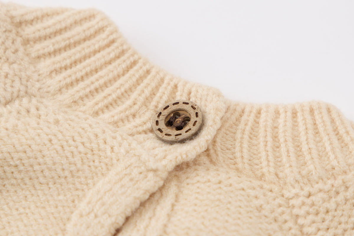 Baby Girls Knit Sweater-Beige-Poodle Embroidery and Brown Tulle Tutu Skirt Set