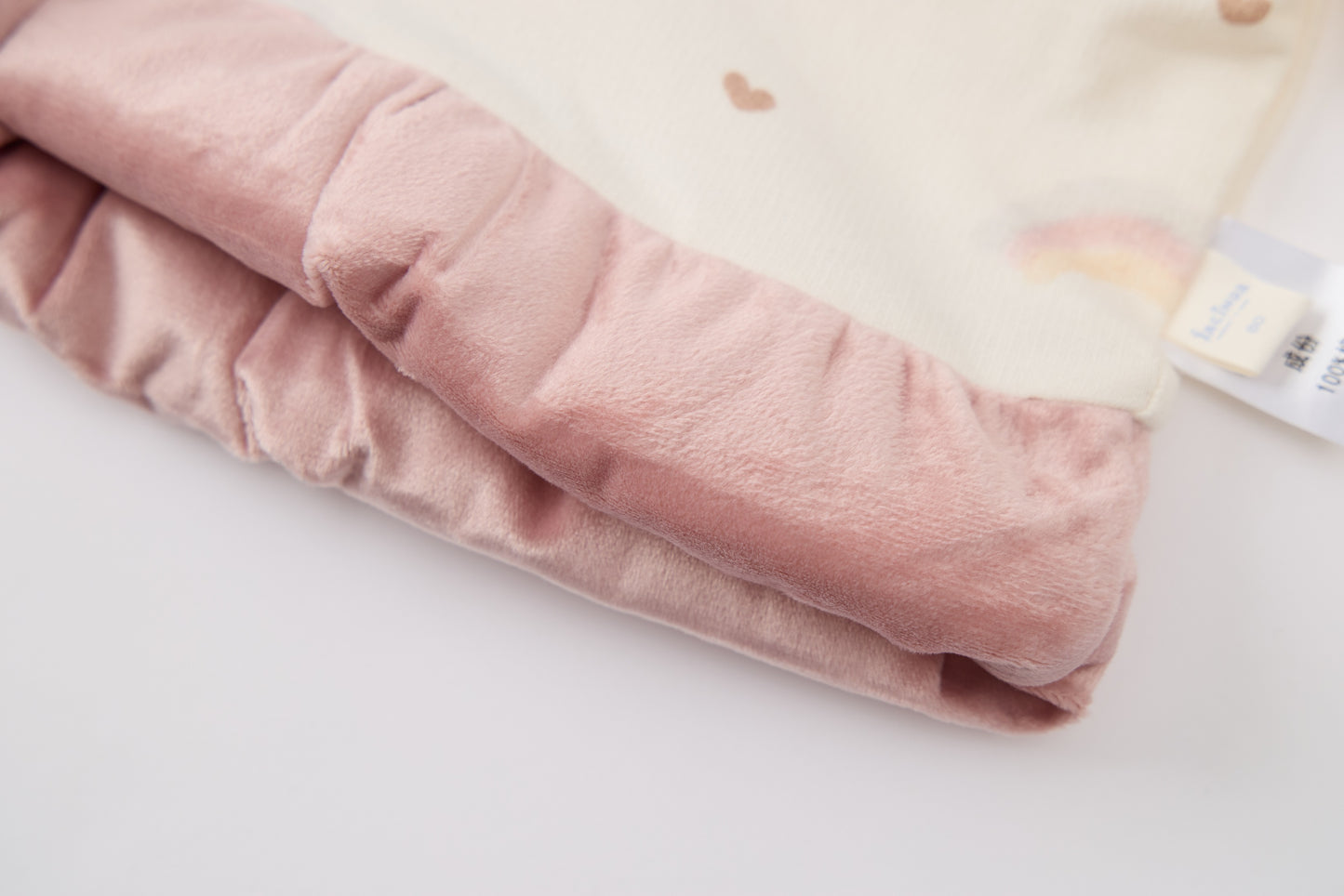 Baby Girls Hooded Sweatshirt-Off White-Rainbow and Star Patch with Pink Ruffle Hem and Pants Set