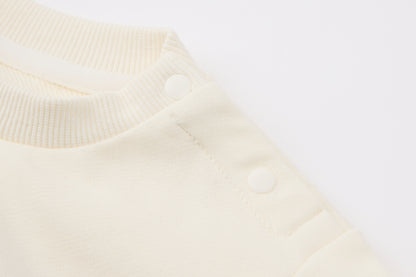 Baby Girls Sweatshirt-Off White-Large Tomato Applique with Ruffle Hem and Blue Jeans Set